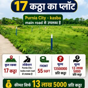 🏡 PURNIA CITY – KASBA MAIN ROAD पर 17 कट्ठा PLOT बिक्री के लिए PN 112