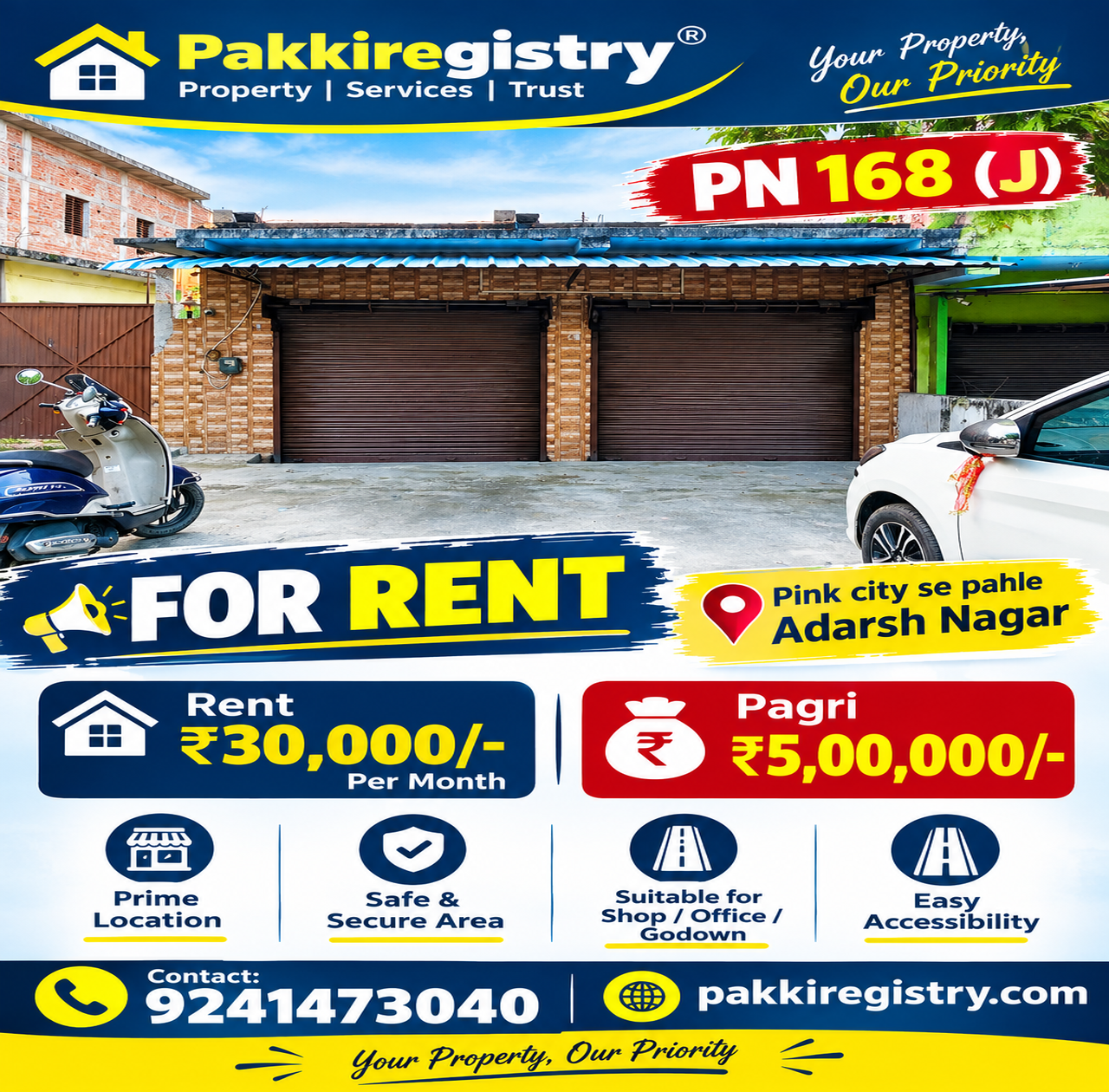 🏡 ADARSH NAGAR – RAMBAGH में PROPERTY FOR RENT PN 168